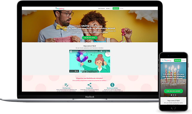 Site Tem Festinha no desktop e no celular